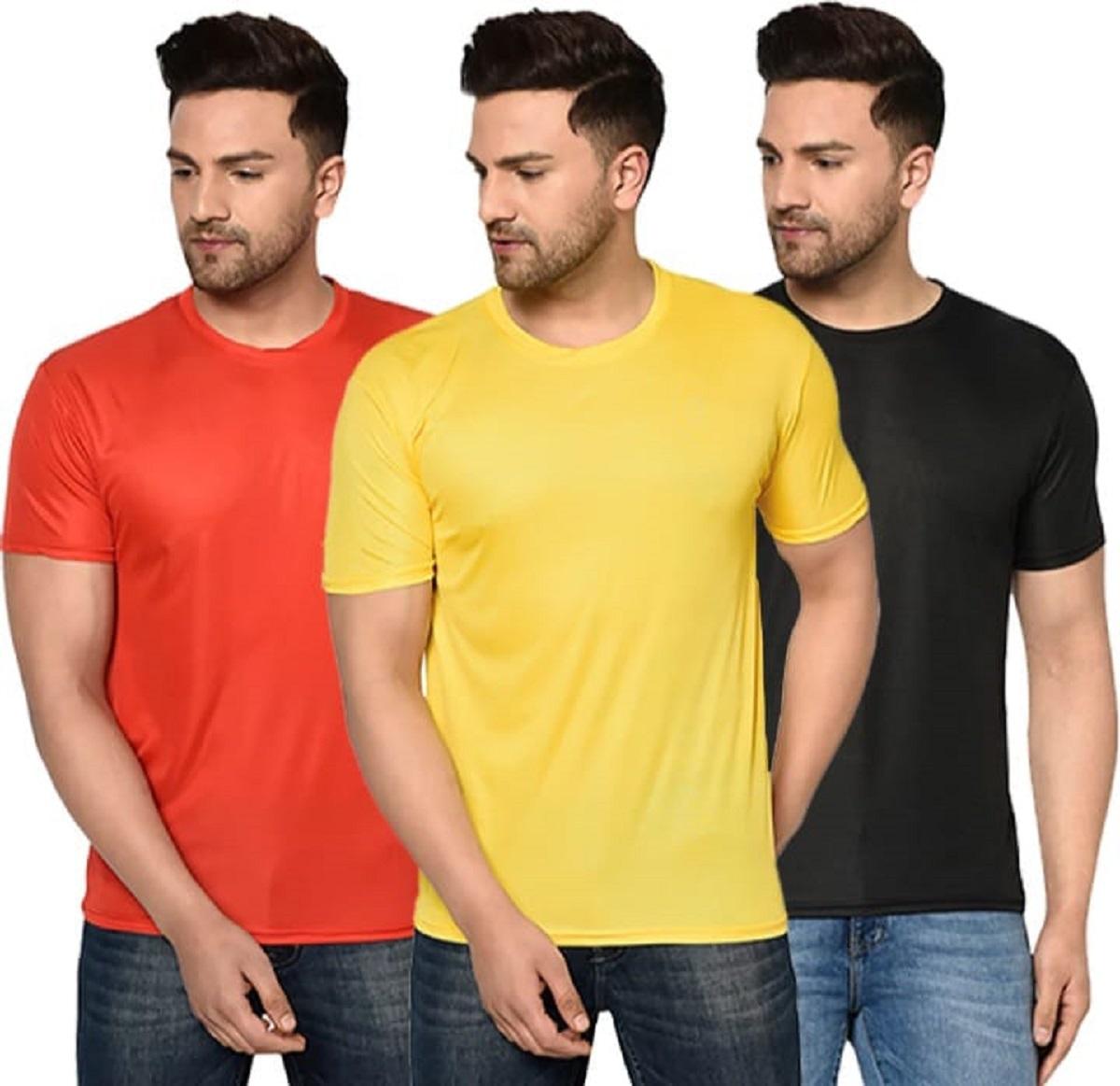 Men's Pack Of -3 Half Sleeves Round Neck T-shirt With Pack Of-2 Men's Boxers