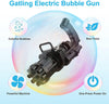 Bubble Gun- 8 Hole Automatic Gatling Bubble Gun Blower Maker, with 3 Batteries and Bubble Water(Assorted Color)