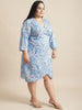 Flambeur Plus Size Printed Wrap Style Short Dress for Women