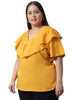 Flambeur Women's Plus Size Solid Mustard Half Sleeve Top