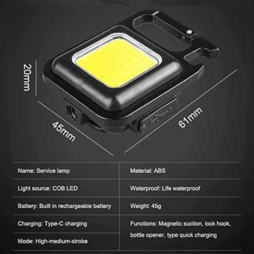 Mini LED COB Flashlight Keychain Light 500 Lumen Rechargeable Flashlights 4 Light Modes Portable Pocket